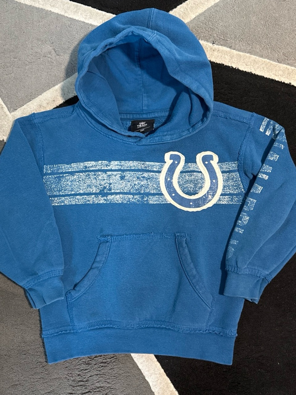 NFL Youth Blue Hooded Sweatshirt with White Horseshoe Graphic